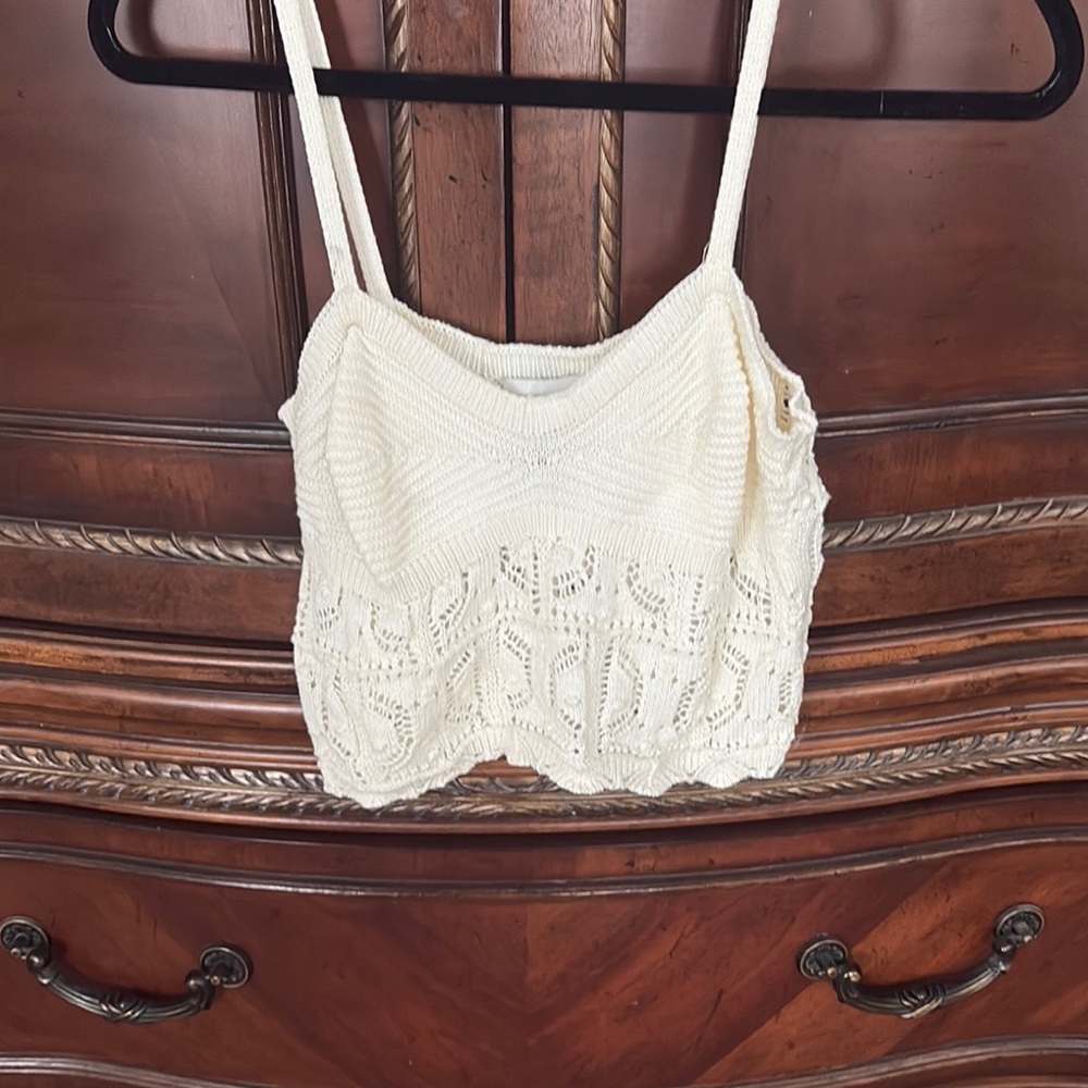 Pink Rose Cream Smocked Crop Camisole